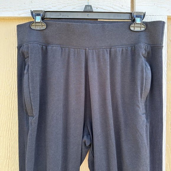 tasc Black Ribbed Pants Women’s Size Large Pockets Organic Cotton Bamboo - Picture 2 of 7